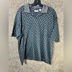 Men's Black and Gray Patterned Polo Shirt